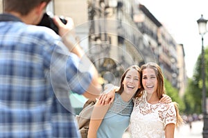 Tourists taking photos during vacation travel