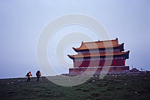 Tourists and temple