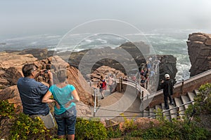 Tourists at Thunder Hole in Acadia National Park