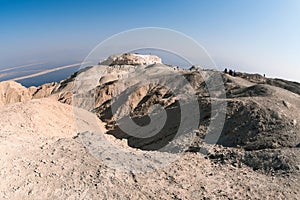 Tourists on the top of Mount Sodom.