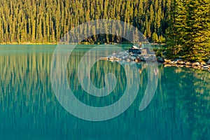 Tourists viewing Lake Louise Banff National Park