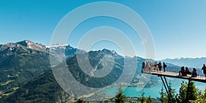 Tourists at viewpoint in Harder Kulm