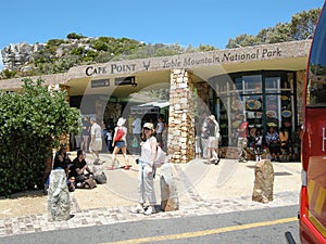 Tourists visit Cape Point, South Africa.