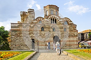Tourists visit The Church of Christ Pantocrator, Nesebar