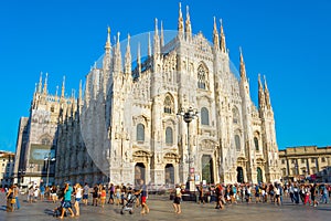 Tourists visit Milan Cathedral, Italy