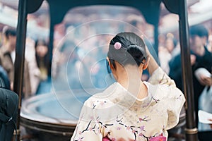 Tourists visit Sensoji Temple or Asakusa Kannon Temple is a Buddhist temple located in Asakusa. Landmark and popular for tourist