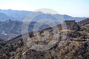 Tourists visiting the Great Wall of China near Beijing