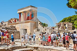 Tourists visiting Knossos palace. Crete, Greece