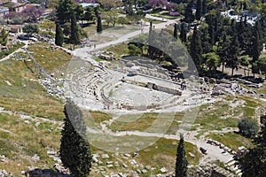 Tourists visiting Theatre of Dionysus