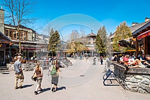 Tourists and visitors at the Whistler Ski Resort, Canada