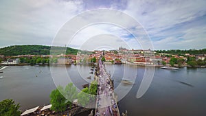 Tourists walk on charles bridge time lapse