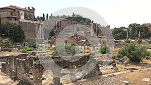 Tourists Walking Ancient Ruins of Historical Sights in Rome Italy