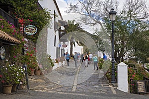 Tourists walking in Betancuria Fuerteventura Canary islands Las