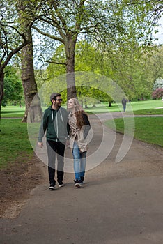 Tourists walking in London park