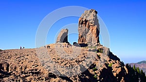 Tourists walking to Roque Nublo, Gran Canaria, Canary Islands