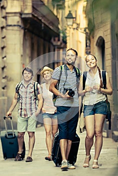 Tourists walking and watching showplace photo