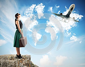 Tourists watch the aircraft takeoff