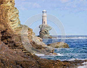 Tourlitis lighthouse in andros island