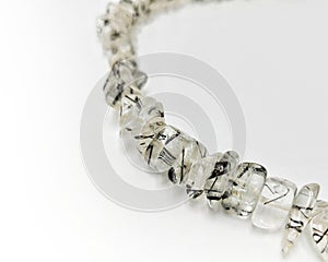 Tourmaline Quartz, also known as Tourmalinated Quartz Necklace, Vintage jewelry for beauty and women fashion in white background