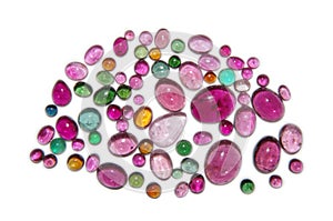 Many different colors tourmaline cabochons photo