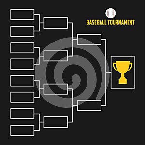 Tournament Bracket. Baseball championship scheme with trophy cup. Sport vector.