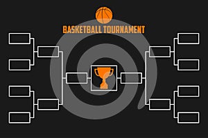 Tournament Bracket. Basketball championship scheme with trophy cup. Sport illustration. Vector.