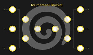 Tournament bracket for game on black background. Blank playoff schedule template. Playoff grid. Vector photo