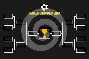 Tournament Bracket. Soccer championship scheme with trophy cup. Football sport vector.