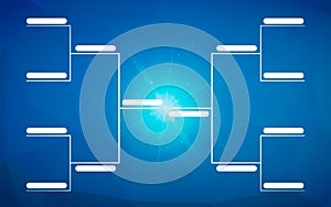 Tournament bracket template for 8 teams on blue background