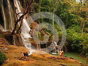 Tourquise Kouang Si Waterfall in Laos photo