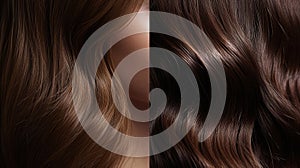 From tousled to polished: a side-by-side comparison of brunette hair, highlighting the stark contrast between natural