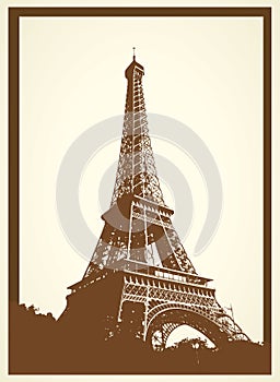 Tout eiffel ancient postcard