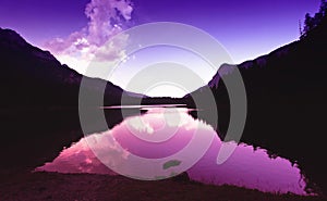 Tovel lake at sunset