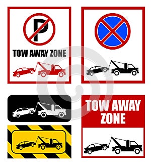 Tow away zone, no parking sign