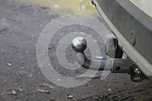 Tow bar on the car.Installing the towbar on the car