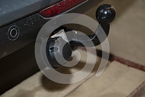 The tow bar of the car. Installing a towbar on a passenger car.Detaling car center