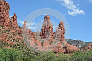 Two Nuns red rock formation in Sedona, Yavapai County, Kaibab National Forest, Arizona