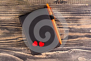 Tow red heart and notebook