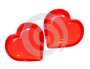 Tow Red Hearts isolated on white background. Valentines Day