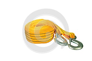Tow rope for car isolated on white background