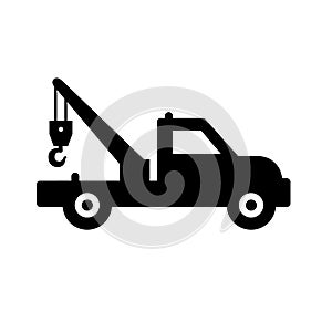 Tow truck icon vector, filled flat sign, solid pictogram isolated on white. Symbol, logo illustration. Pixel perfect