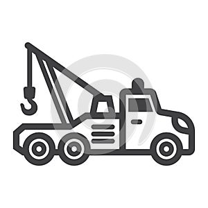 Tow truck line icon, transport and vehicle