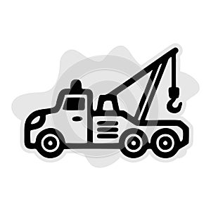 Tow truck line icon, transport and vehicle, service sign vector graphics