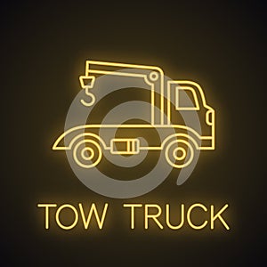 Tow truck neon light icon