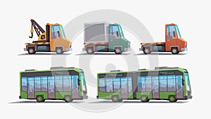 tow truck and other commercial cars set
