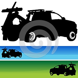 Tow Truck Silhouette Banner Set