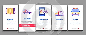 Tow Truck Transport Onboarding Elements Icons Set Vector