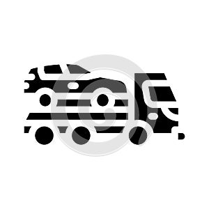 tow truck transportation electric car glyph icon vector illustration