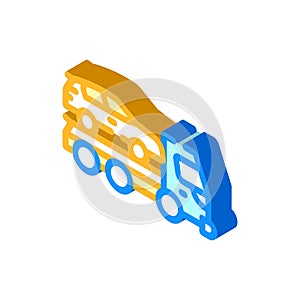 tow truck transportation electric car isometric icon vector illustration