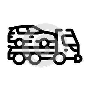 tow truck transportation electric car line icon vector illustration